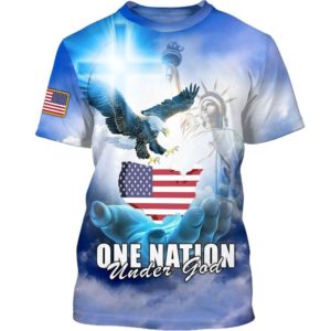 One Nation Under God Statue of Liberty & Eagle 3D All Over Print Shirt 3D T-Shirt Royal S