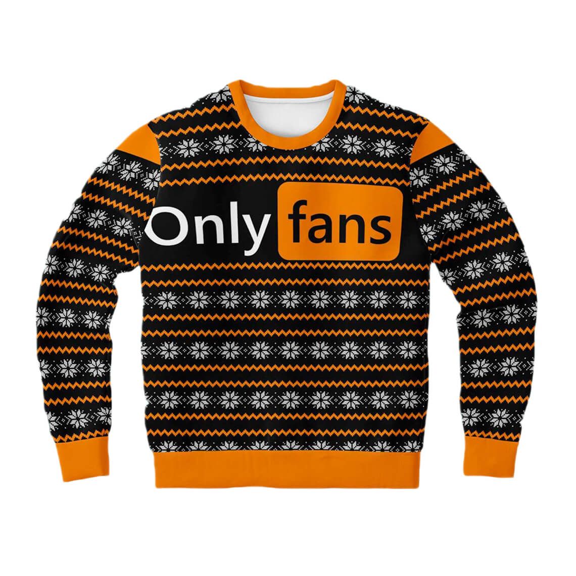 Only Fans Dank Funny 3D All Over Print Christmas Sweater Style: AOP Sweater, Color: Orange