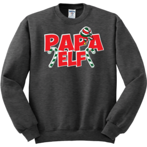 Papa Elf Christmas Sweatshirt Sweatshirt Dark Heather S