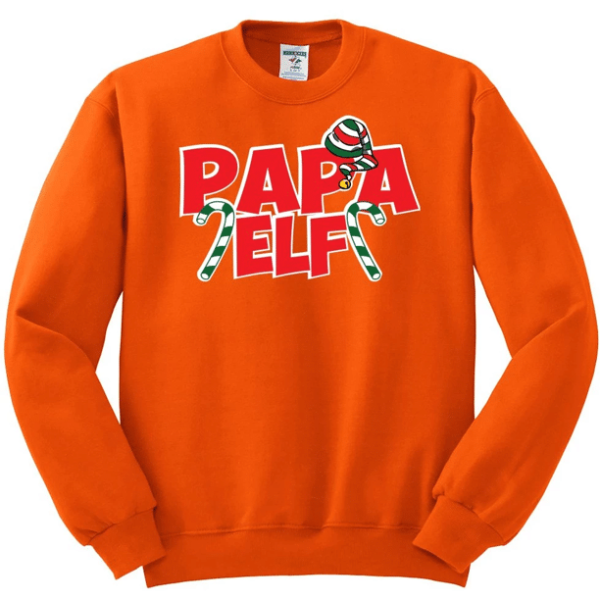 Papa Elf Christmas Sweatshirt Sweatshirt Orange S