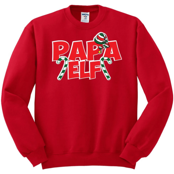 Papa Elf Christmas Sweatshirt Sweatshirt Red S