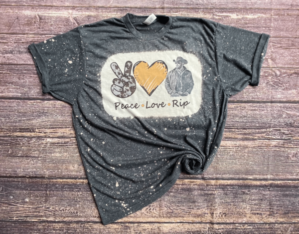 Peace Love Rip Wheeler Bleached Shirt Bleached T-Shirt Black XS