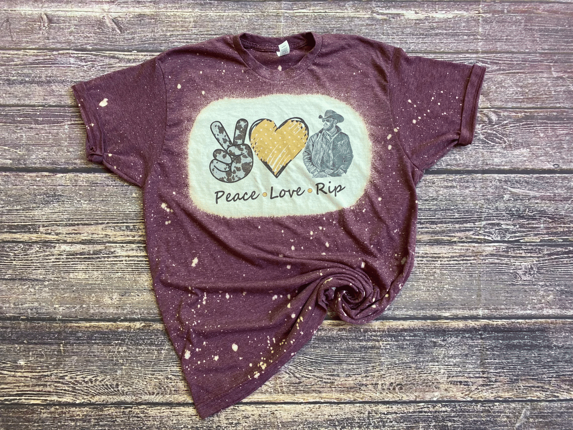 Peace Love Rip Wheeler Bleached Shirt Style: Bleached T-Shirt, Color: Brown