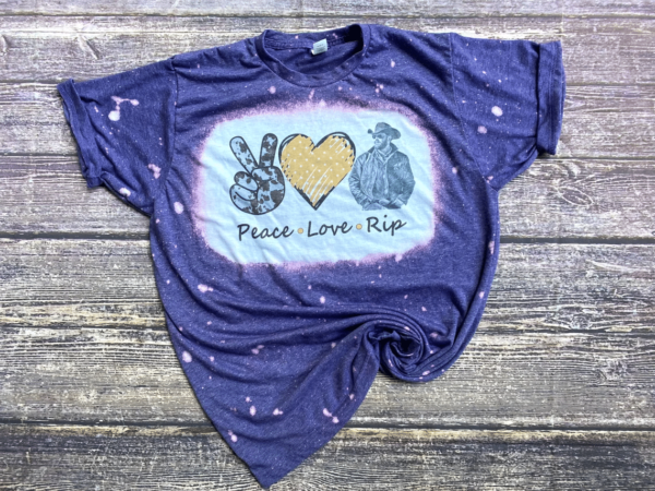 Peace Love Rip Wheeler Bleached Shirt Bleached T-Shirt Purple XS