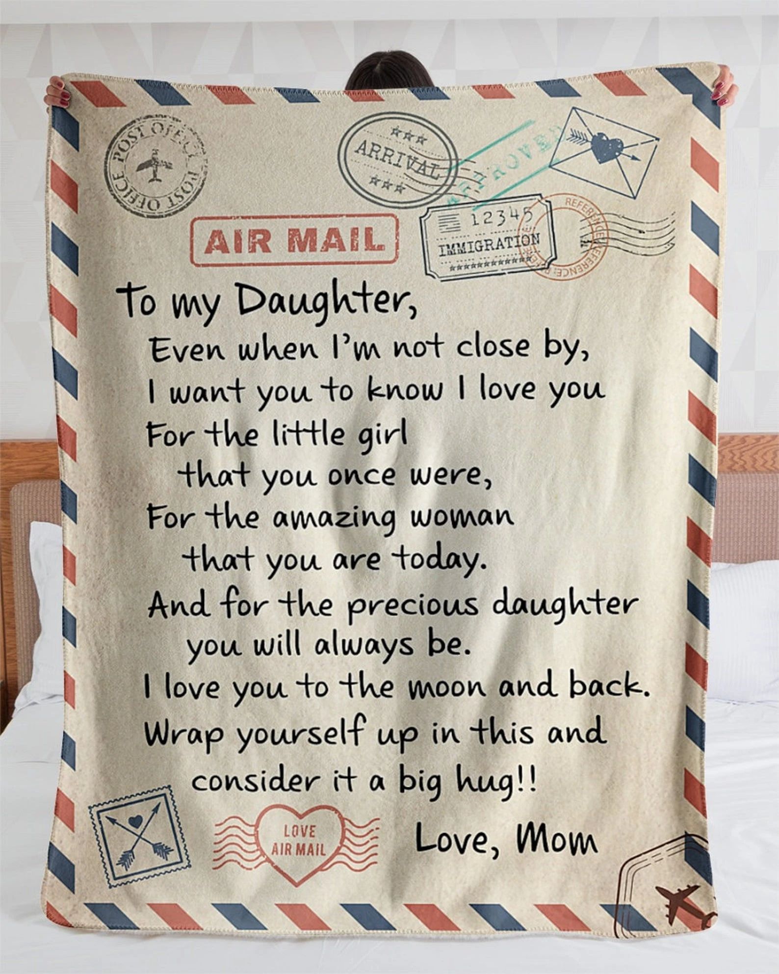 Personalized Air Mail To Daughter - Fleece Blanket Size: Small (30x40in)