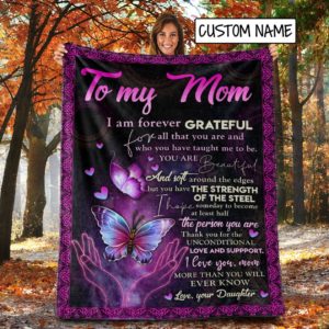 Personalized Butterfly To My Mom Blanket, Gift for Mom From Daughter Fleece Blanket Small (30x40in)