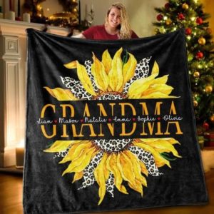 Personalized Grandkids' Names And Grandma's Nickname Sunflower Blanket Small (30x40in)
