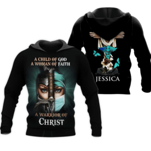 Personalized Nurse 3D Hoodie A Child Of God A Woman Of Faith Jessica Printed Over Hoodie 3D Hoodie Black S