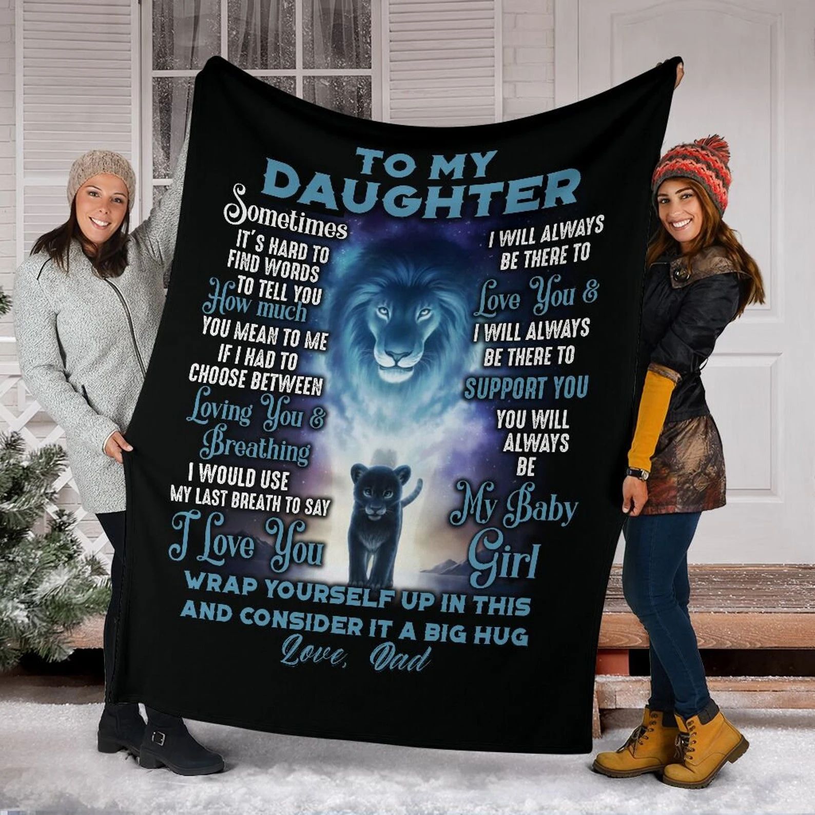 Personalized To My Daughter Love From Dad Lions - Fleece Blanket Size: Small (30x40in)