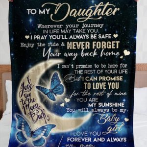 Personalized To My Daughter Love You To The Moon And Back From Mom Butterfly - Fleece Blanket Small (30x40in)