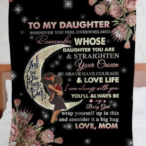 Personalized To My Daughter Love You To The Moon And Back From Mom - Fleece Blanket Small (30x40in)