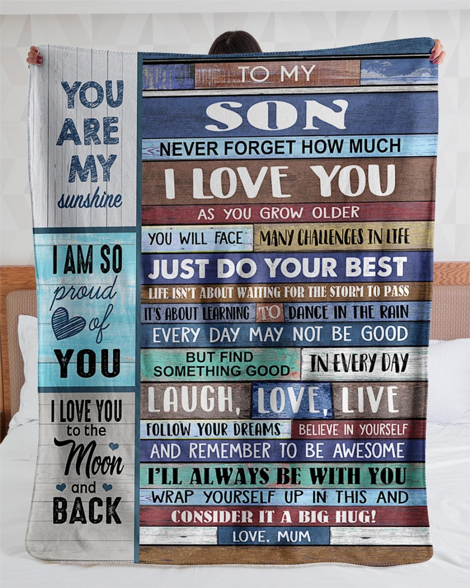 Personalized To My Son, Never Forget That I Love You Fleece Blanket Size: Small (30x40in)