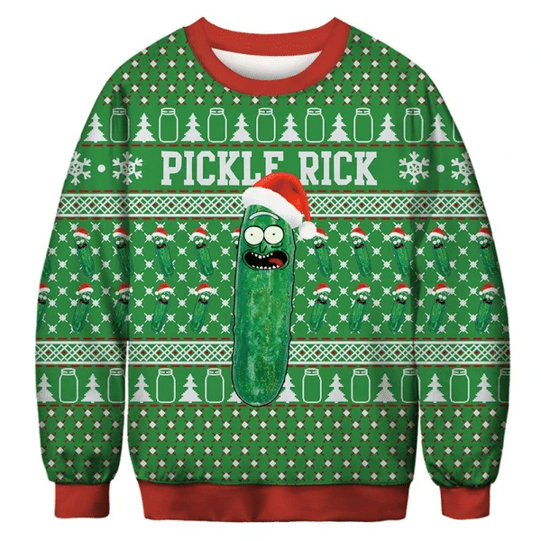 Pickle Rick Christmas Sweater Style: AOP Sweater, Color: Green