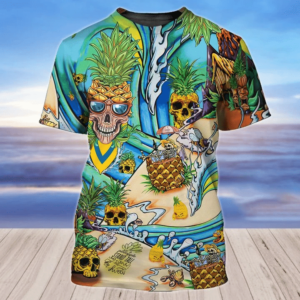 Pineapple Skulls Beach 3D Hoodie All Over Print 3D Hoodie Green S