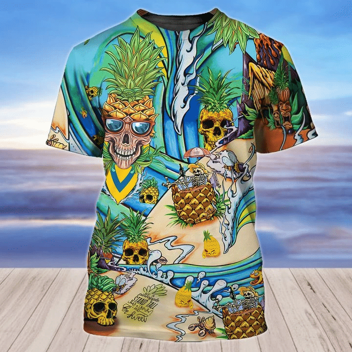 Pineapple Skulls Beach 3D Hoodie All Over Print Style: 3D Hoodie, Color: Green