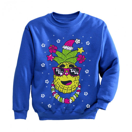 Pineapple Summer Holliday Christmas Sweatshirt Style: Sweatshirt, Color: Blue