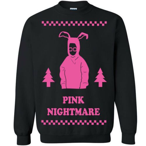 Pink Nightmare Rabbit Christmas Sweatshirt Sweatshirt Black S