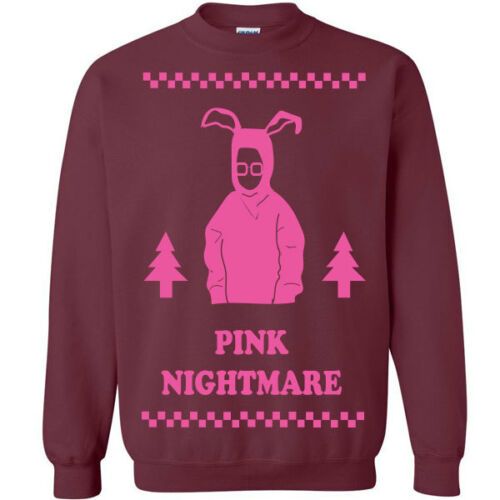 Pink Nightmare Rabbit Christmas Sweatshirt Sweatshirt Maroon S