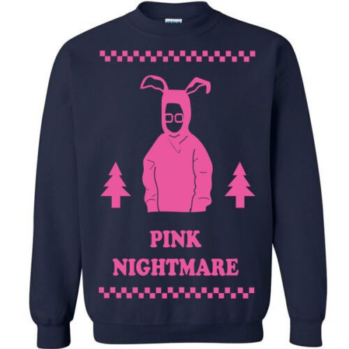 Pink Nightmare Rabbit Christmas Sweatshirt Style: Sweatshirt, Color: Navy