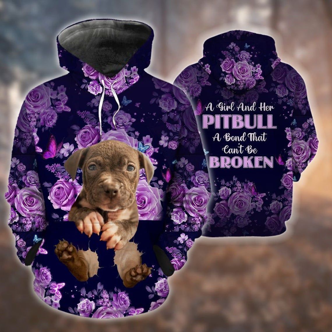 Pit Bull Terrier American Flag 3D All Over Print Hoodie Style: 3D Hoodie, Color: Black