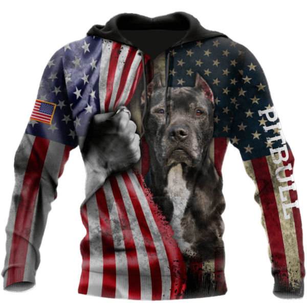 Pit Bull Terrier American Flag 3D All Over Print Shirt 3D Hoodie Black S