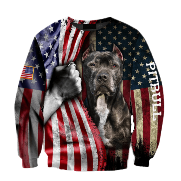 Pit Bull Terrier American Flag 3D All Over Print Shirt 3D Sweatshirt Black S