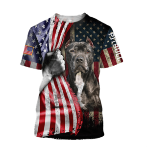 Pit Bull Terrier American Flag 3D All Over Print Shirt 3D T-Shirt Black S