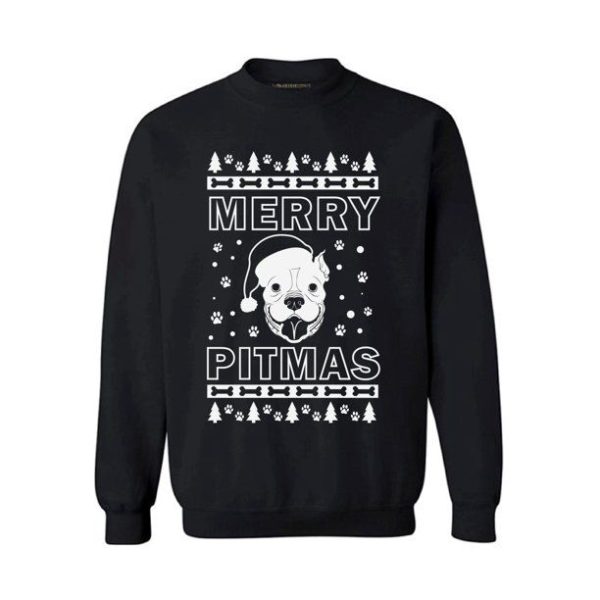 Pitbull Santa Merry Pitmas Gift Pitbull Lovers Christmas Sweatshirt Sweatshirt Black S