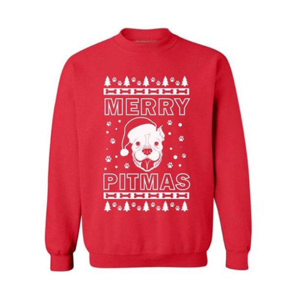 Pitbull Santa Merry Pitmas Gift Pitbull Lovers Christmas Sweatshirt Sweatshirt Red S