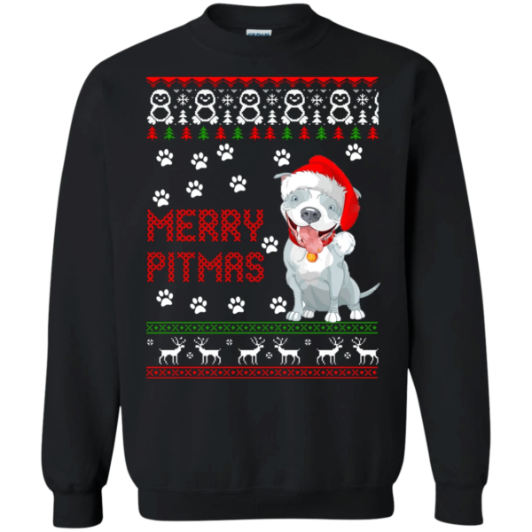 Pitpull Merry Pitmas Christmas Sweatshirt Sweatshirt Black S