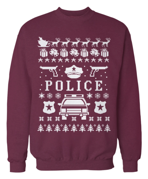 Police And Cops Police Car Christmas Sweatshirt Sweatshirt Maroon S