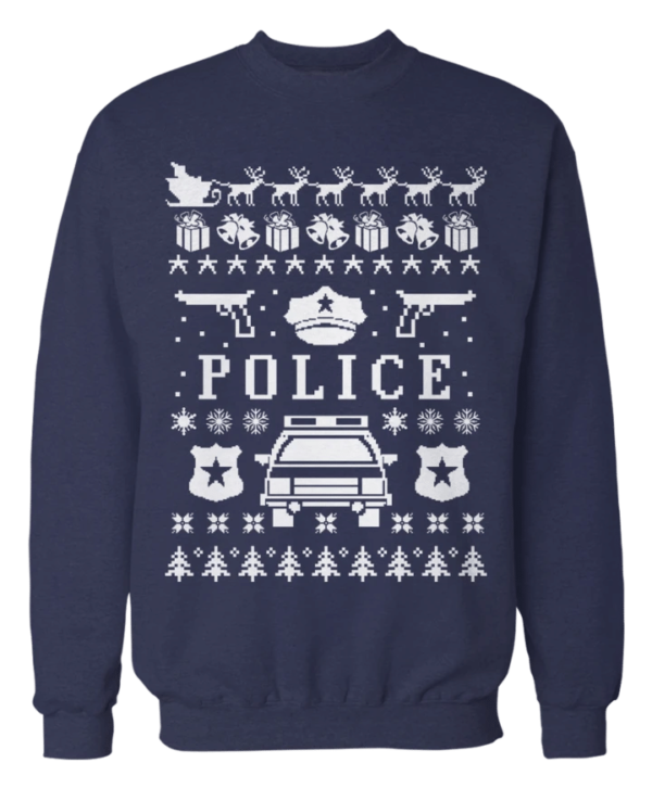 Police And Cops Police Car Christmas Sweatshirt Sweatshirt Navy S