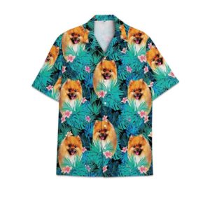 Pomeranian dog tropical hawaiian shirt Short Sleeve Hawaiian Shirt White S