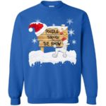 Poodle Through The Snow Santa Hat Christmas Sweatshirt Sweatshirt Blue S