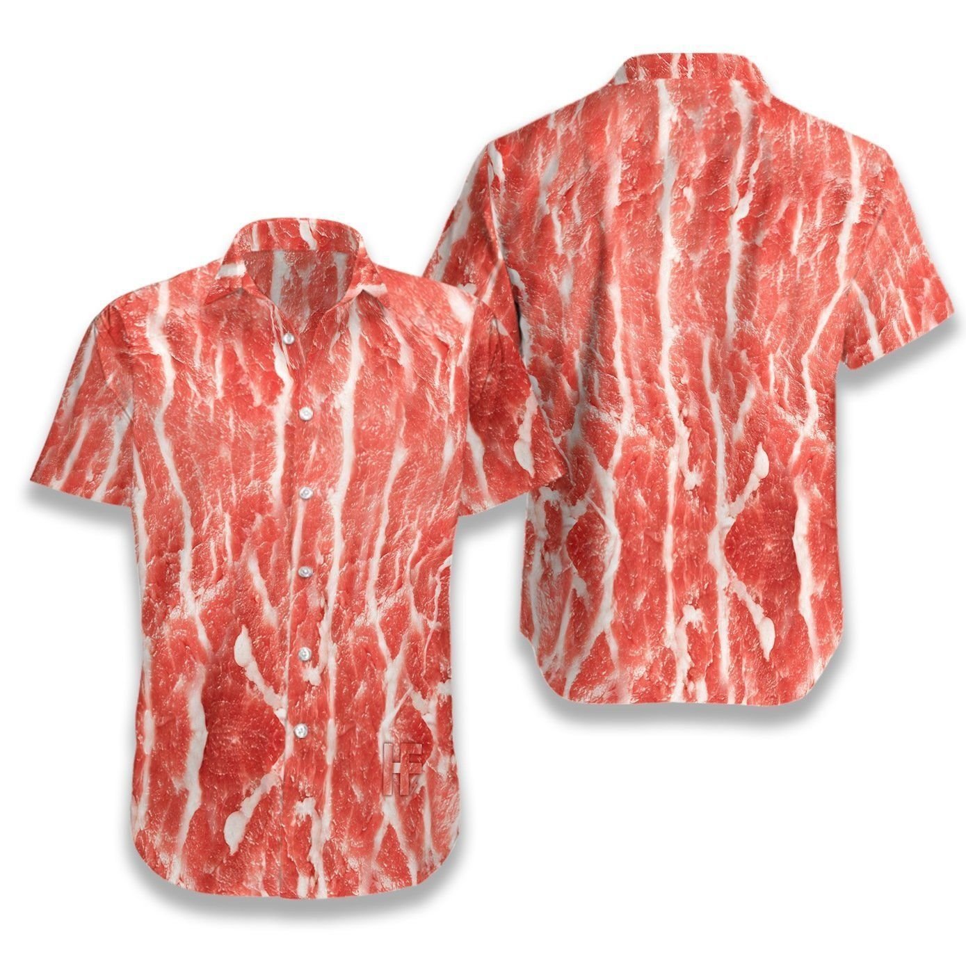 Pork Meat Hawaiian Shirt Style: Short Sleeve Hawaiian Shirt, Color: White