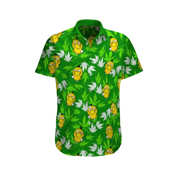 Psyduck Weed Leaf Hawaii Shirt Short-Sleeve Hawaiian Shirt Green S