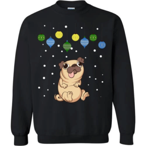 Pug cute Christmas Sweater Sweatshirt Black S