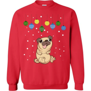 Pug cute Christmas Sweater Sweatshirt Red S