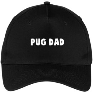 Pug Dad Hat | Twill Cap | Unstructured Dad Cap CP86 Five Panel Twill Cap Black One Size