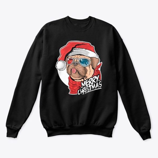 Pug Dog Santa Pug Lover Christmas Sweatshirt Sweatshirt Black S