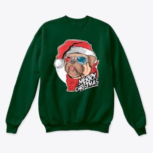 Pug Dog Santa Pug Lover Christmas Sweatshirt Sweatshirt Green S