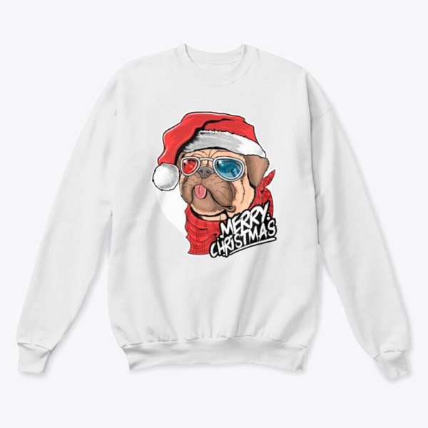 Pug Dog Santa Pug Lover Christmas Sweatshirt Sweatshirt White S