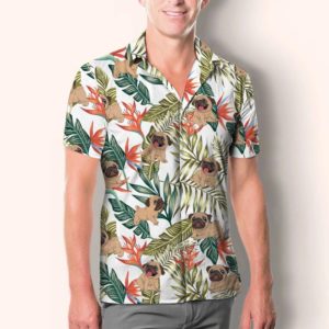 Pug Tropical Leaves Hawaiian Shirt product photo 1