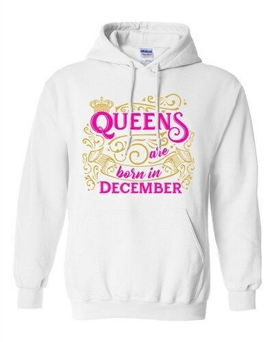 Queens Are Born In December Crown Birthday Christmas Sweatshirt Hoodie Hoodie White S