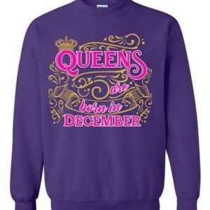 Queens Are Born In December Crown Birthday Christmas Sweatshirt Hoodie Sweatshirt Purple S