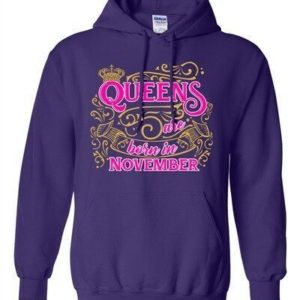 Queens Are Born In November Crown Birthday Christmas Sweatshirt Hoodie Hoodie Purple S