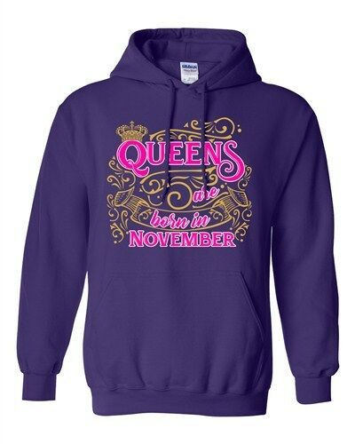Queens Are Born In November Crown Birthday Christmas Sweatshirt Hoodie Style: Hoodie, Color: Purple