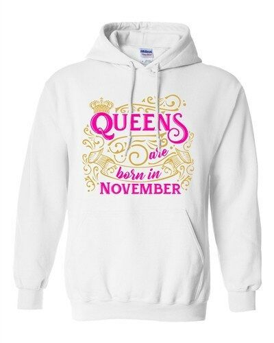 Queens Are Born In November Crown Birthday Christmas Sweatshirt Hoodie Hoodie White S