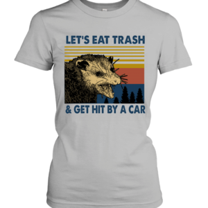 Raccoon Let's Eat Trash Get Hit By A Car Vintage Shirt Heavy Cotton Women's Short Sleeve T-Shirt Sport Grey S