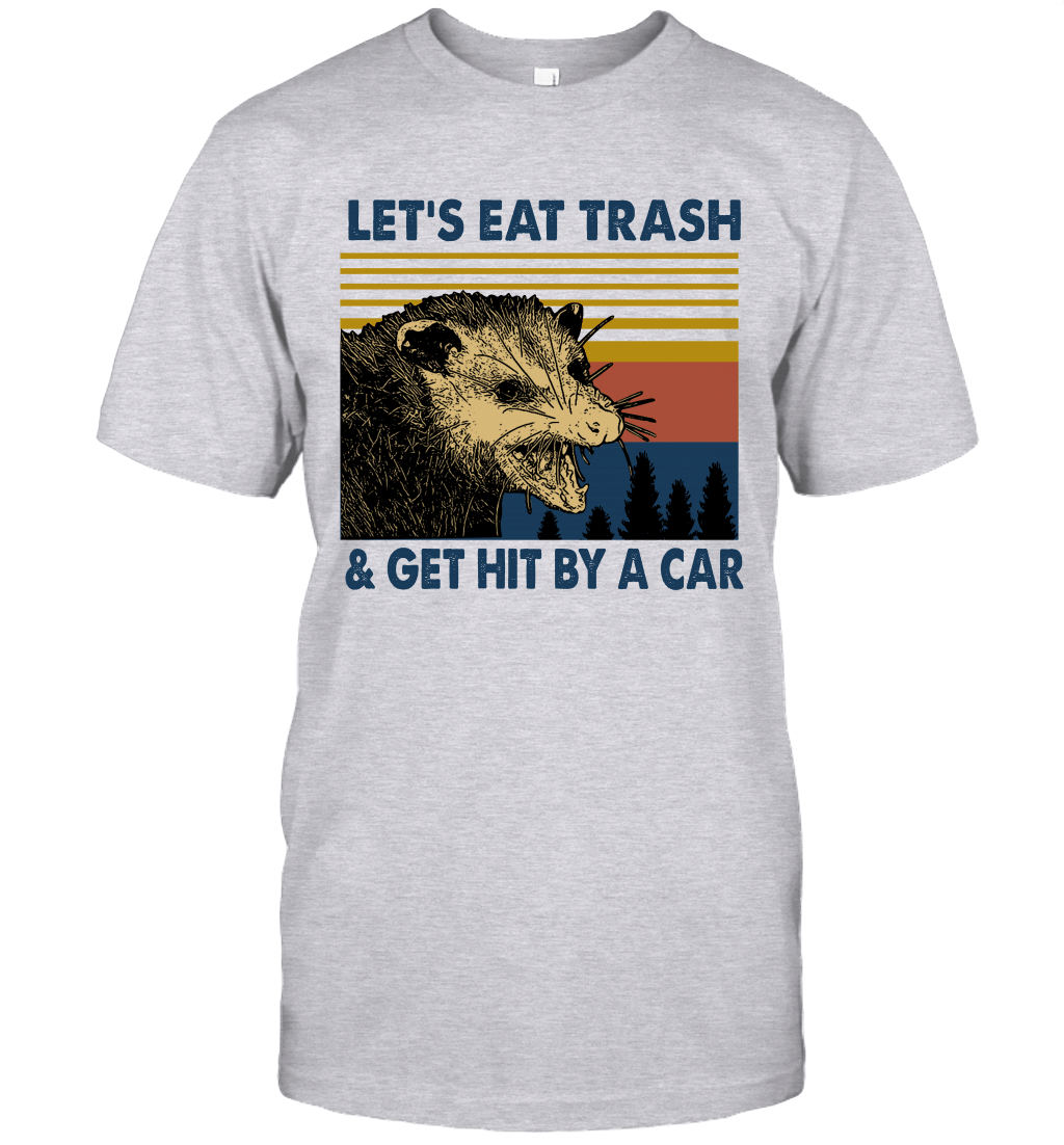 Raccoon Let's Eat Trash Get Hit By A Car Vintage Shirt Style: T-shirt, Color: Ash